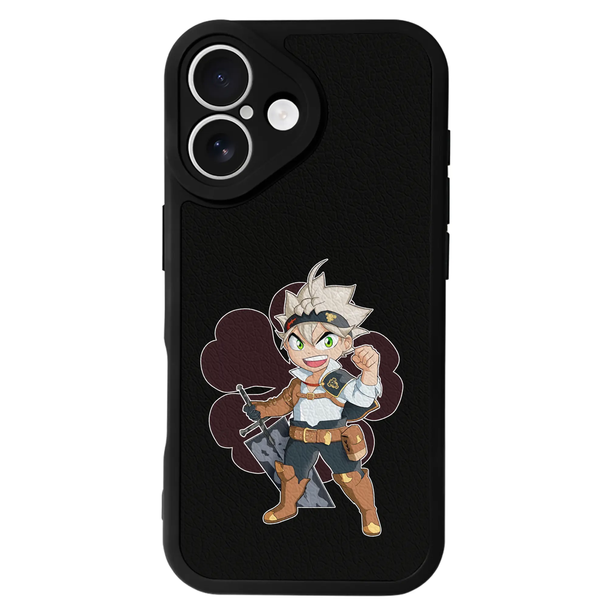 ブラッククローバー グッズ アスタ - IPhone 16シリーズ対応 ・ シリコンスマホケース ・ レザー調 ・ 高精度フィット ・ 耐衝撃 ・ ワイヤレス充電対応 ・ 精密カット